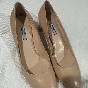 Prada Nude Leather Pumps.